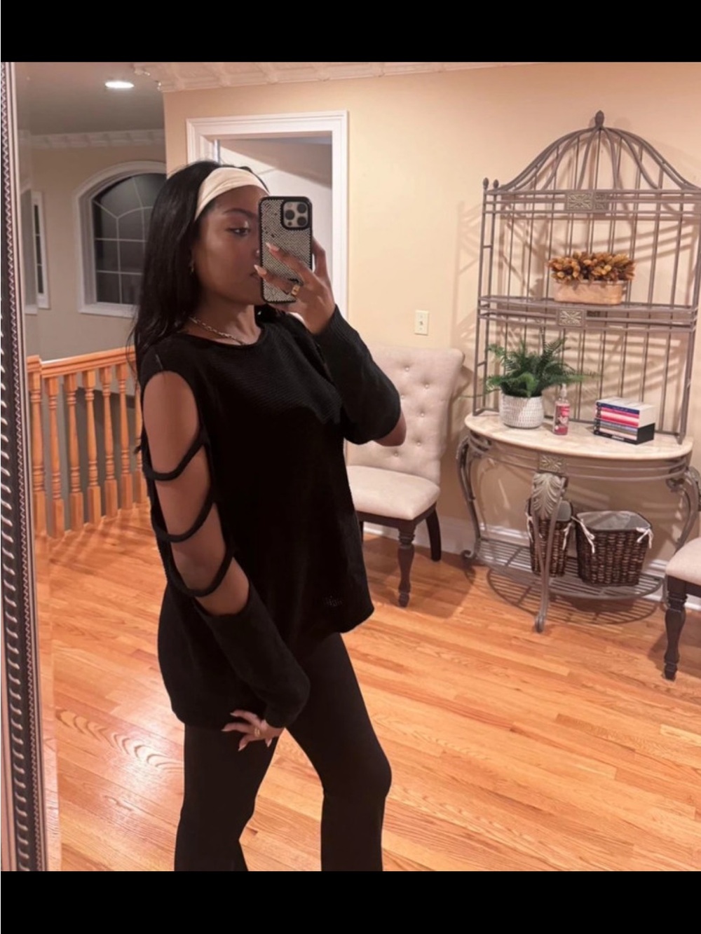 Express Black cutout sweater unique 💗